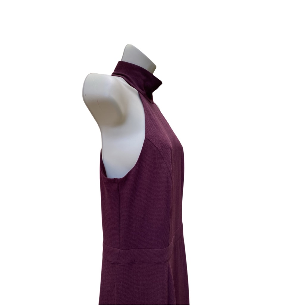 Nwt Women's Plum Mock Neck Key Hole Back Wide Leg Jumpsuit By Fab' Rik Size Smal — image 4 of 8